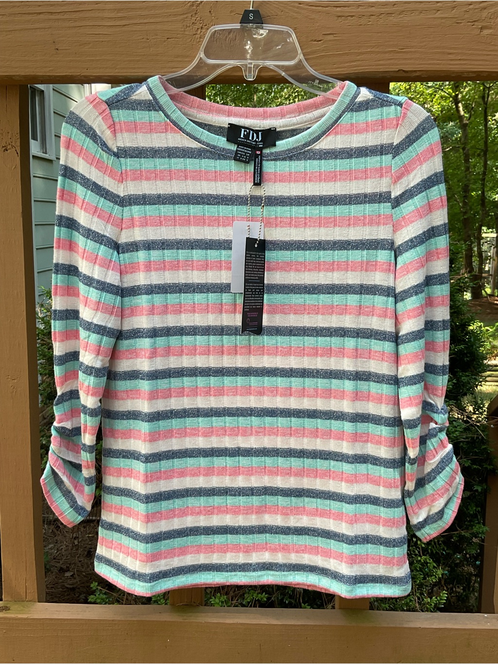 Nwt Fdj French Dressing Jeans Sparkle Stripe Ribbed Top